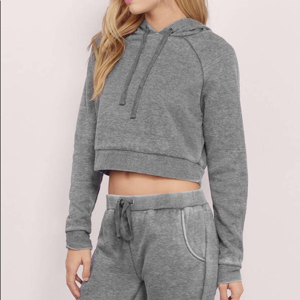 Tobi Grey Crop Hoodie